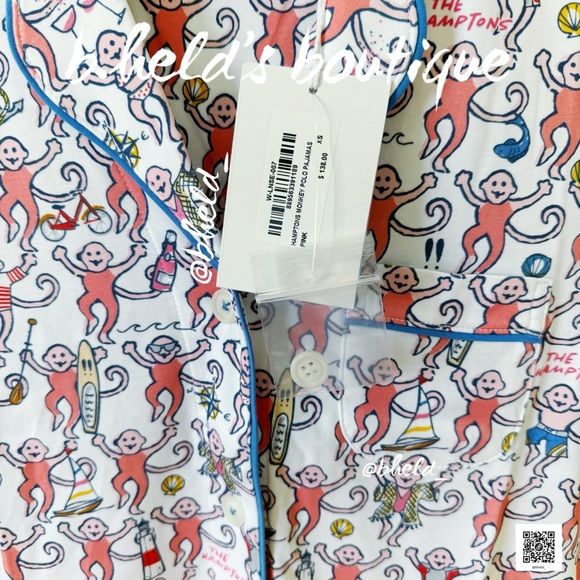 Roller Rabbit Hamptons Monkey Polo Pajamas in Pink Monkey Size XS Brand New NWT - Picture 4 of 16